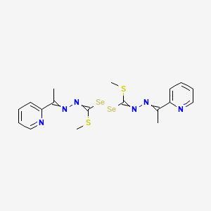molecular formula C18H20N6S2Se2 B14437996 methyl 1-[[C-methylsulfanyl-N-(1-pyridin-2-ylethylideneamino)carbonimidoyl]diselanyl]-N-(1-pyridin-2-ylethylideneamino)methanimidothioate CAS No. 79514-54-8