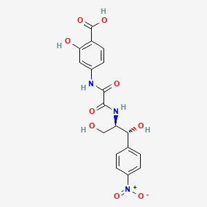 molecular formula C18H17N3O9 B14438013 Salicylic acid, 4-(N(sup 2)-(1,3-dihydroxy-2-(p-nitrophenyl)-2-propyl)oxamido)-, D-threo-, (-)- CAS No. 76508-92-4