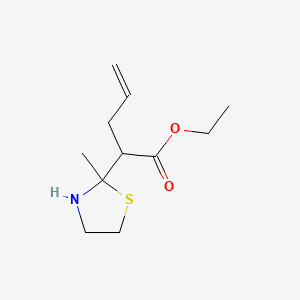 molecular formula C11H19NO2S B14438044 Ethyl 2-(2-methyl-1,3-thiazolidin-2-yl)pent-4-enoate CAS No. 75606-53-0