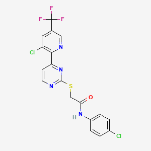 molecular formula C18H11Cl2F3N4OS B1443814 N-(4-Chloro-phenyl)-2-[4-(3-chloro-5-trifluoromethyl-pyridin-2-yl)-pyrimidin-2-ylsulfanyl]-acetamide CAS No. 1311280-22-4