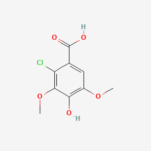 molecular formula C9H9ClO5 B14438195 Benzoic acid, 2-chloro-4-hydroxy-3,5-dimethoxy- CAS No. 76341-70-3