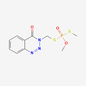 molecular formula C10H12N3O3PS2 B14438267 Phosphorodithioic acid, O,S-dimethyl S-((4-oxo-1,2,3-benzotriazin-3(4H)-yl)methyl) ester CAS No. 75744-77-3