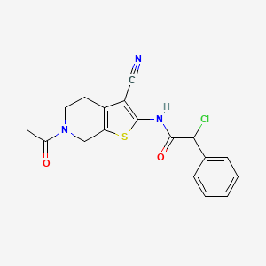 molecular formula C18H16ClN3O2S B1443827 N-(6-Acetyl-3-cyano-4,5,6,7-tetrahydrothieno[2,3-c]pyridin-2-yl)-2-chloro-2-phenylacetamide CAS No. 1365963-11-6