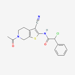 N-(6-Acetyl-3-cyano-4,5,6,7-tetrahydrothieno-[2,3-c]pyridin-2-yl)-2-chloro-2-phenylacetamide