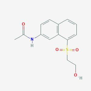molecular formula C14H15NO4S B14438271 N-[8-(2-Hydroxyethanesulfonyl)naphthalen-2-yl]acetamide CAS No. 77565-53-8