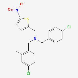 N-[(4-chloro-2-methylphenyl)methyl]-1-(4-chlorophenyl)-N-[(5-nitrothiophen-2-yl)methyl]methanamine