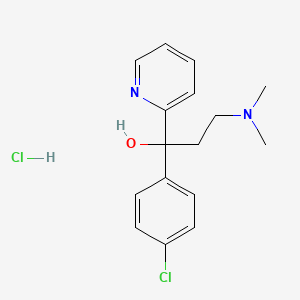 molecular formula C16H20Cl2N2O B14438556 alpha-(p-Chlorophenyl)-alpha-(dimethylaminoethyl)pyridinemethanol hydrochloride CAS No. 74050-96-7