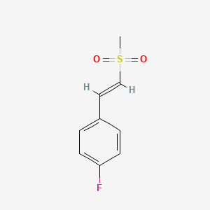 molecular formula C9H9FO2S B14438580 Benzene, 1-fluoro-4-(2-(methylsulfonyl)ethenyl)- CAS No. 77355-30-7