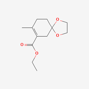 molecular formula C12H18O4 B14438712 Ethyl 8-methyl-1,4-dioxaspiro[4.5]dec-7-ene-7-carboxylate CAS No. 76379-88-9