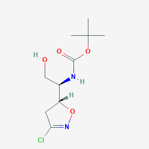 molecular formula C10H17ClN2O4 B1443879 (R,R)-5-(1-Boc-amino-2-hydroxyethyl)-3-chloro-4,5-dihydroisoxazole CAS No. 1329611-55-3