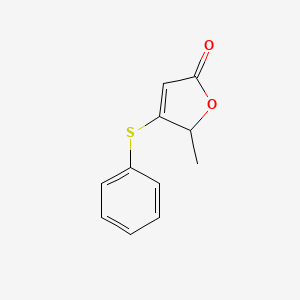 molecular formula C11H10O2S B14438864 2(5H)-Furanone, 5-methyl-4-(phenylthio)- CAS No. 75717-37-2