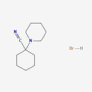 molecular formula C12H21BrN2 B14438876 Cyclohexanecarbonitrile, 1-piperidino-, hydrobromide CAS No. 76008-48-5