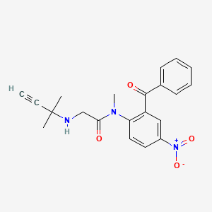molecular formula C21H21N3O4 B14439134 Acetamide, N-(2-benzoyl-4-nitrophenyl)-2-((1,1-dimethyl-2-propynyl)amino)-N-methyl- CAS No. 80166-45-6