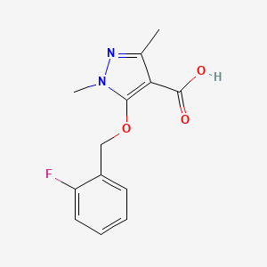 molecular formula C13H13FN2O3 B1443914 5-[(2-fluorophenyl)methoxy]-1,3-dimethyl-1H-pyrazole-4-carboxylic acid CAS No. 1467884-48-5