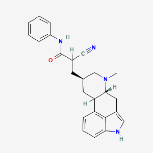molecular formula C25H26N4O B14439177 alpha-Cyano-6-methyl-N-phenylergoline-8-beta-propanamide CAS No. 74627-30-8