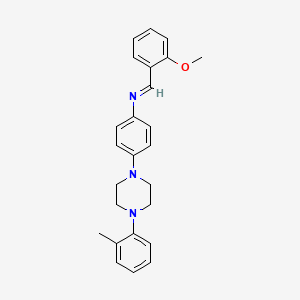 molecular formula C25H27N3O B14439240 N-((2-Methoxyphenyl)methylene)-4-(4-(2-methylphenyl)-1-piperazinyl)benzenamine CAS No. 78932-97-5