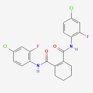 molecular formula C20H16Cl2F2N2O2 B14439249 N~1~,N~2~-Bis(4-chloro-2-fluorophenyl)cyclohex-1-ene-1,2-dicarboxamide CAS No. 77282-84-9