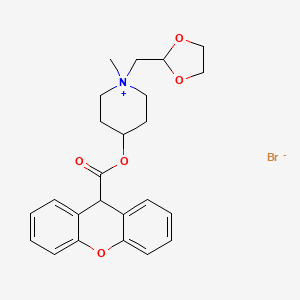 molecular formula C24H28BrNO5 B14439319 Piperidinium, 1-(1,3-dioxolan-2-ylmethyl)-1-methyl-4-((9H-xanthen-9-ylcarbonyl)oxy)-, bromide, trans- CAS No. 79708-72-8