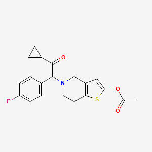 molecular formula C20H20FNO3S B1443946 5-(2-Cyclopropyl-1-(4-fluorophenyl)-2-oxoethyl)-4,5,6,7-tetrahydrothieno[3,2-c]pyridin-2-yl acetate CAS No. 1391194-50-5