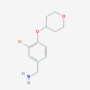 molecular formula C12H16BrNO2 B1443958 [3-Bromo-4-(oxan-4-yloxy)phenyl]methanamine CAS No. 1339660-79-5
