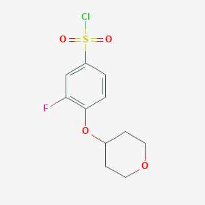 molecular formula C11H12ClFO4S B1443960 3-氟-4-(氧杂-4-基氧基)苯-1-磺酰氯 CAS No. 1343859-00-6