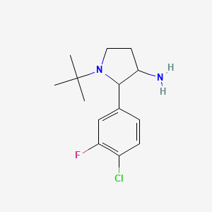 molecular formula C14H20ClFN2 B1443962 1-Tert-butyl-2-(4-chloro-3-fluorophenyl)pyrrolidin-3-amine CAS No. 1461708-01-9