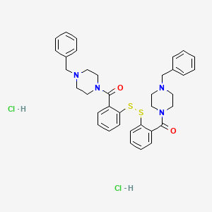 molecular formula C36H40Cl2N4O2S2 B14439724 Piperazine, 1,1'-(dithiobis(2,1-phenylenecarbonyl))bis(4-(phenylmethyl)-, dihydrochloride CAS No. 73845-35-9