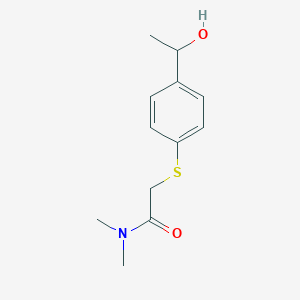 molecular formula C12H17NO2S B1443976 2-{[4-(1-hydroxyethyl)phenyl]sulfanyl}-N,N-dimethylacetamide CAS No. 1342865-98-8