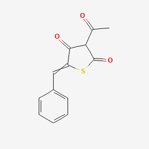 molecular formula C13H10O3S B14439819 3-Acetyl-5-benzylidenethiolane-2,4-dione CAS No. 74372-22-8