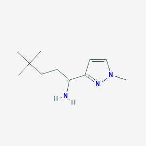molecular formula C11H21N3 B1443988 4,4-dimethyl-1-(1-methyl-1H-pyrazol-3-yl)pentan-1-amine CAS No. 1496196-27-0