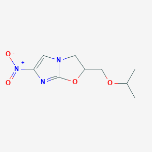 molecular formula C9H13N3O4 B144399 Imidazo(2,1-b)oxazole, 2,3-dihydro-2-((1-methylethoxy)methyl)-6-nitro- CAS No. 127692-19-7