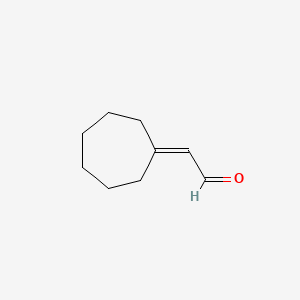 molecular formula C9H14O B14439972 Acetaldehyde, cycloheptylidene- CAS No. 79405-30-4