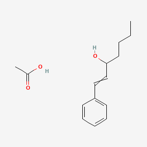 molecular formula C15H22O3 B14440015 Acetic acid;1-phenylhept-1-en-3-ol CAS No. 80006-88-8