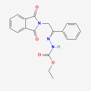 molecular formula C19H17N3O4 B14440072 Hydrazinecarboxylic acid, [2-(1,3-dihydro-1,3-dioxo-2H-isoindol-2-yl)-1-phenylethylidene]-, ethyl ester (9CI) 