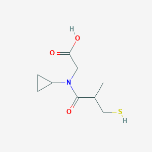 molecular formula C9H15NO3S B14440144 N-Cyclopropyl-N-(2-methyl-3-sulfanylpropanoyl)glycine CAS No. 78773-42-9