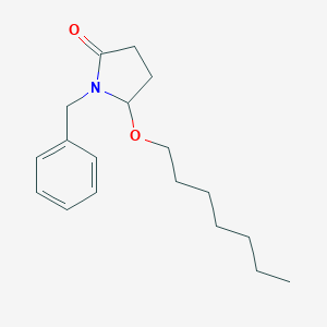 molecular formula C18H27NO2 B144402 (+-)-5-(Heptyloxy)-1-(phenylmethyl)-2-pyrrolidinone CAS No. 136410-33-8