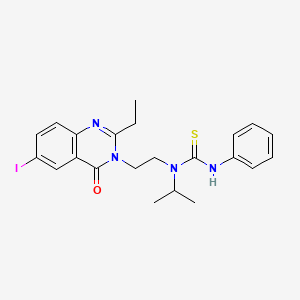 molecular formula C22H25IN4OS B14440467 Thiourea, N-(2-(2-ethyl-6-iodo-4-oxo-3(4H)-quinazolinyl)ethyl)-N-(1-methylethyl)-N'-phenyl- CAS No. 77301-17-8