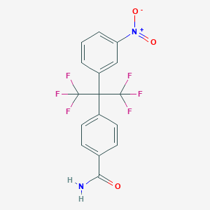 molecular formula C16H10F6N2O3 B144405 2-(3-硝基苯基)-2-(4-氨基苯甲酰基)六氟丙烷 CAS No. 129047-59-2