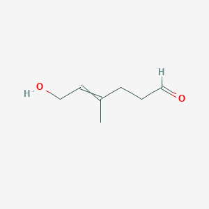 molecular formula C7H12O2 B14440507 6-Hydroxy-4-methylhex-4-enal CAS No. 80007-29-0