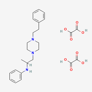 molecular formula C25H33N3O8 B14440863 oxalic acid;N-[1-[4-(2-phenylethyl)piperazin-1-yl]propan-2-yl]aniline CAS No. 77562-92-6