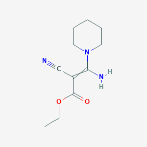 molecular formula C11H17N3O2 B14440890 Ethyl 3-amino-2-cyano-3-(piperidin-1-yl)prop-2-enoate CAS No. 74905-74-1
