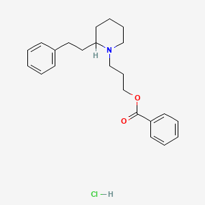 molecular formula C23H30ClNO2 B14441045 1-Piperidinepropanol, 2-phenethyl-, benzoate, hydrochloride CAS No. 78219-45-1