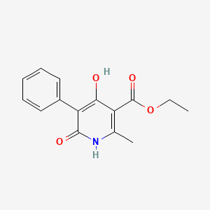 molecular formula C15H15NO4 B14441085 Ethyl 4-hydroxy-2-methyl-6-oxo-5-phenyl-1,6-dihydropyridine-3-carboxylate CAS No. 76066-86-9