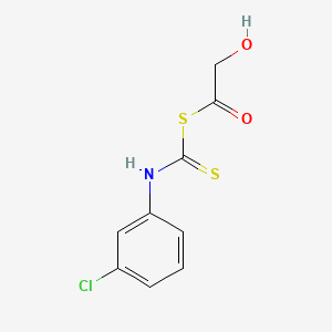 molecular formula C9H8ClNO2S2 B14441149 Carbanilic acid, m-chlorodithio-, glycolate CAS No. 73623-02-6