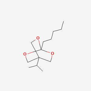 molecular formula C13H24O3 B14441397 Orthohexanoic acid, cyclic ester with 2-(hydroxymethyl)-2-isopropyl-1,3-propanediol CAS No. 78219-79-1