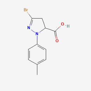 3-bromo-1-(4-methylphenyl)-4,5-dihydro-1H-pyrazole-5-carboxylic acid