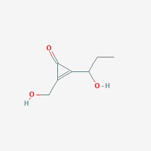 molecular formula C7H10O3 B144417 2-Cyclopropen-1-one, 2-(hydroxymethyl)-3-(1-hydroxypropyl)- (9CI) CAS No. 131333-91-0