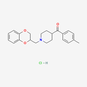 molecular formula C22H26ClNO3 B14441887 Methanone, (1-((2,3-dihydro-1,4-benzodioxin-2-yl)methyl)-4-piperidinyl)(4-methylphenyl)-, hydrochloride CAS No. 76362-18-0