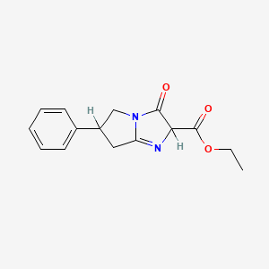 molecular formula C15H16N2O3 B14441935 Ethyl 2,5,6,7-tetrahydro-3-oxo-6-phenyl-3H-pyrrolo(1,2-a)imidazole-2-carboxylate CAS No. 76696-82-7