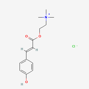 molecular formula C14H20ClNO3 B14441970 Ethanaminium, 2-((3-(4-hydroxyphenyl)-1-oxo-2-propenyl)oxy)-N,N,N-trimethyl-, chloride CAS No. 76656-78-5